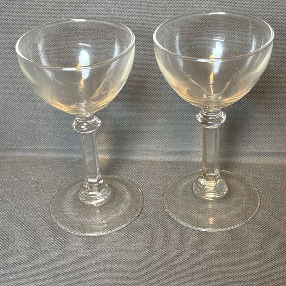 Vintage Coupe Champagne/Cordial Glasses 1940s Art Deco MCM Pressed Glass - Picture 6 of 6